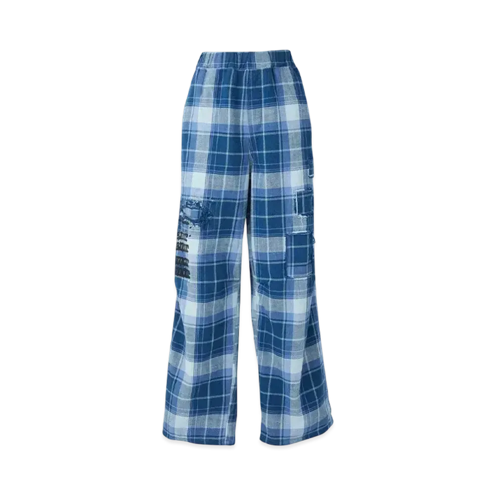 HYSTERIC GLAMOUR Type Logo Remake Check Pants "Blue"