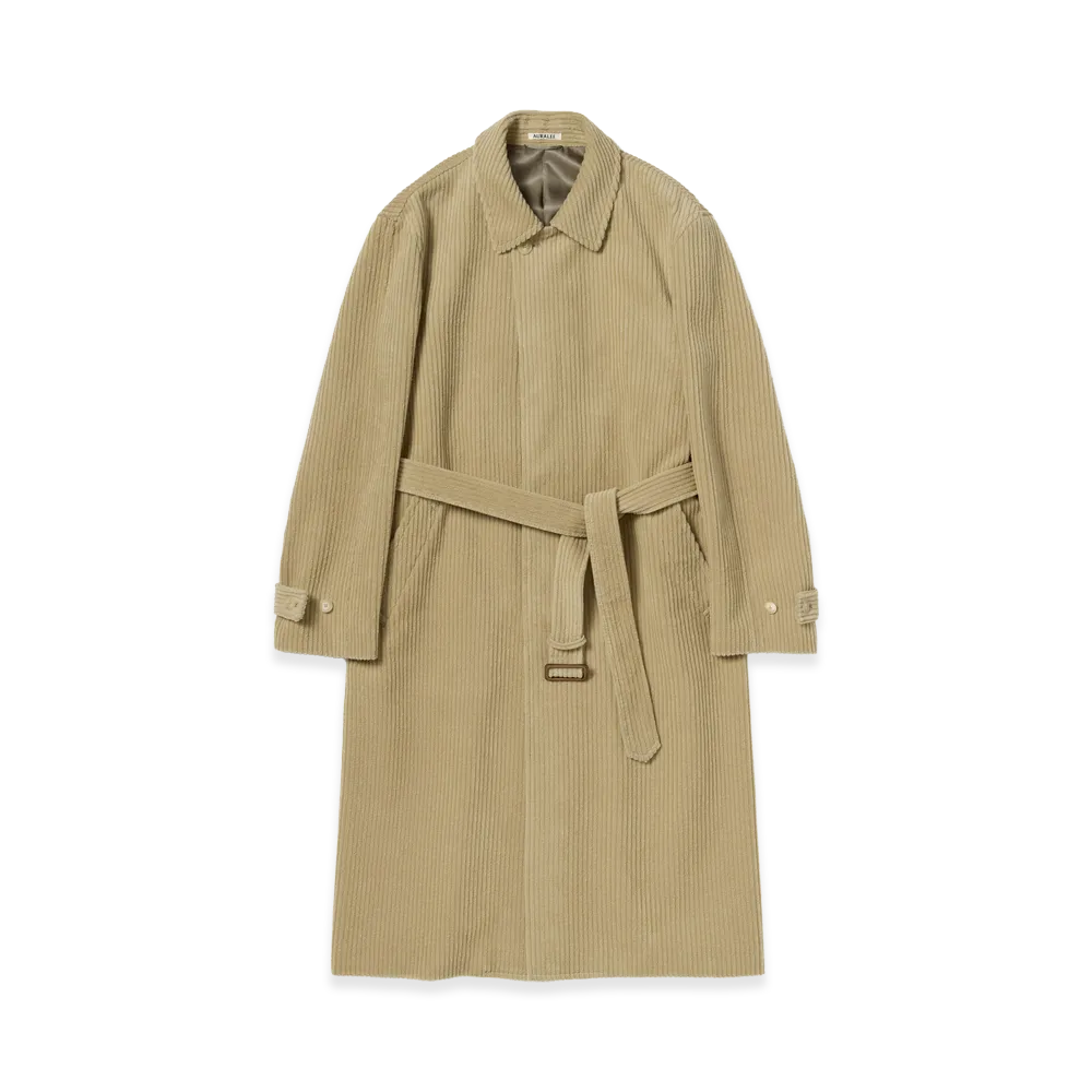 AURALEE Wool Cashmere Corduroy Soutien Collar Coat "Camel Beige"