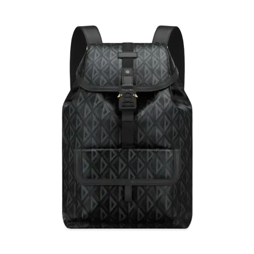 Dior Hit The Road Backpack CD Diamond Canvas Smooth Calfskin "Black"