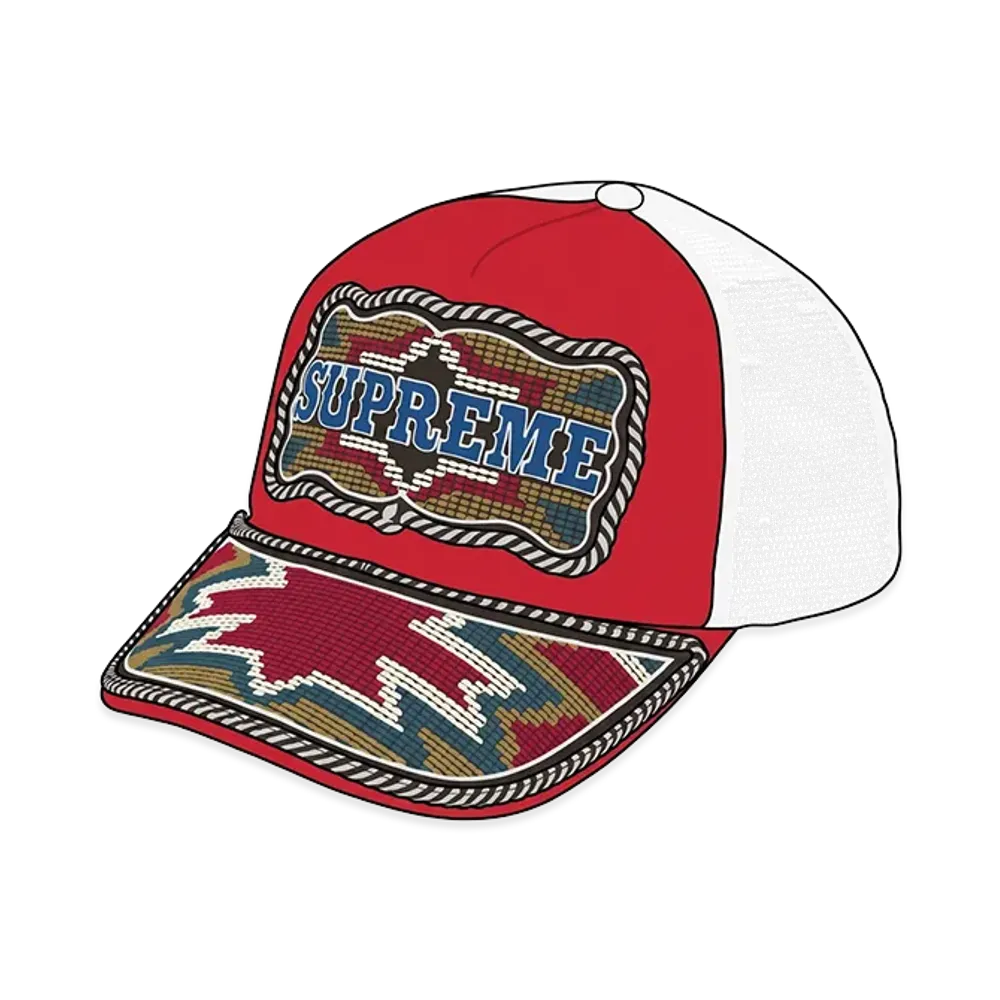 Supreme Western Embroidered Mesh Back 5-Panel "Red"