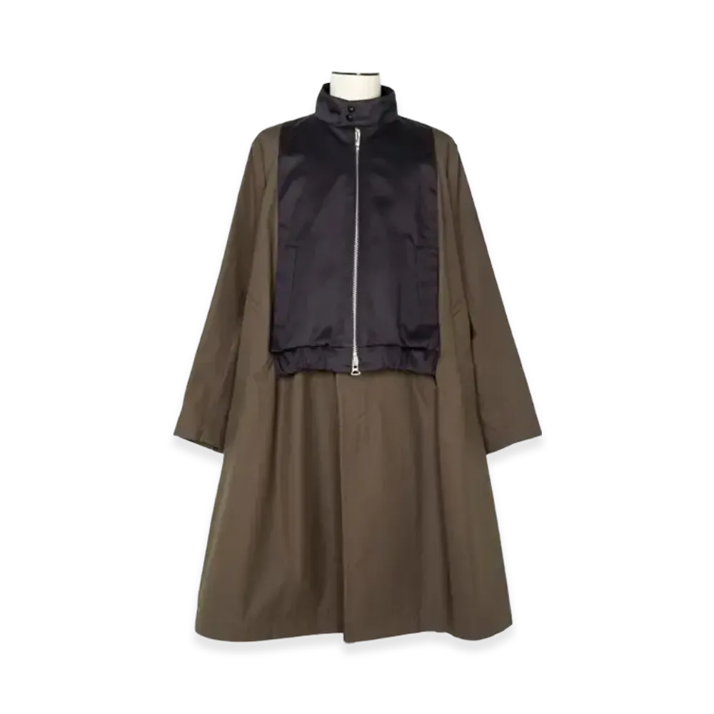 sacai Cotton Chino x Cotton Gabardine Coat "Navy/Dark Khaki"