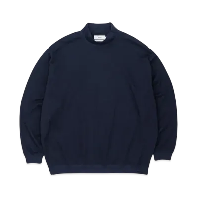 Graphpaper Wool Honeycomb Mock Neck Thermal "Navy"