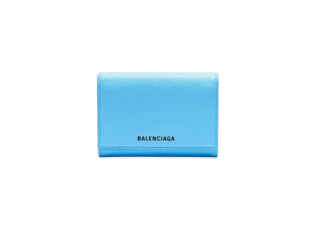 BALENCIAGA Ville Organ-Style Card Holder "Light Blue/Light Black"