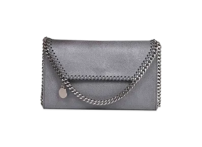 STELLA McCARTNEY Women's Shaggy Deer Mini Falabella Crossbody Bag "Gray/Dark Grey"