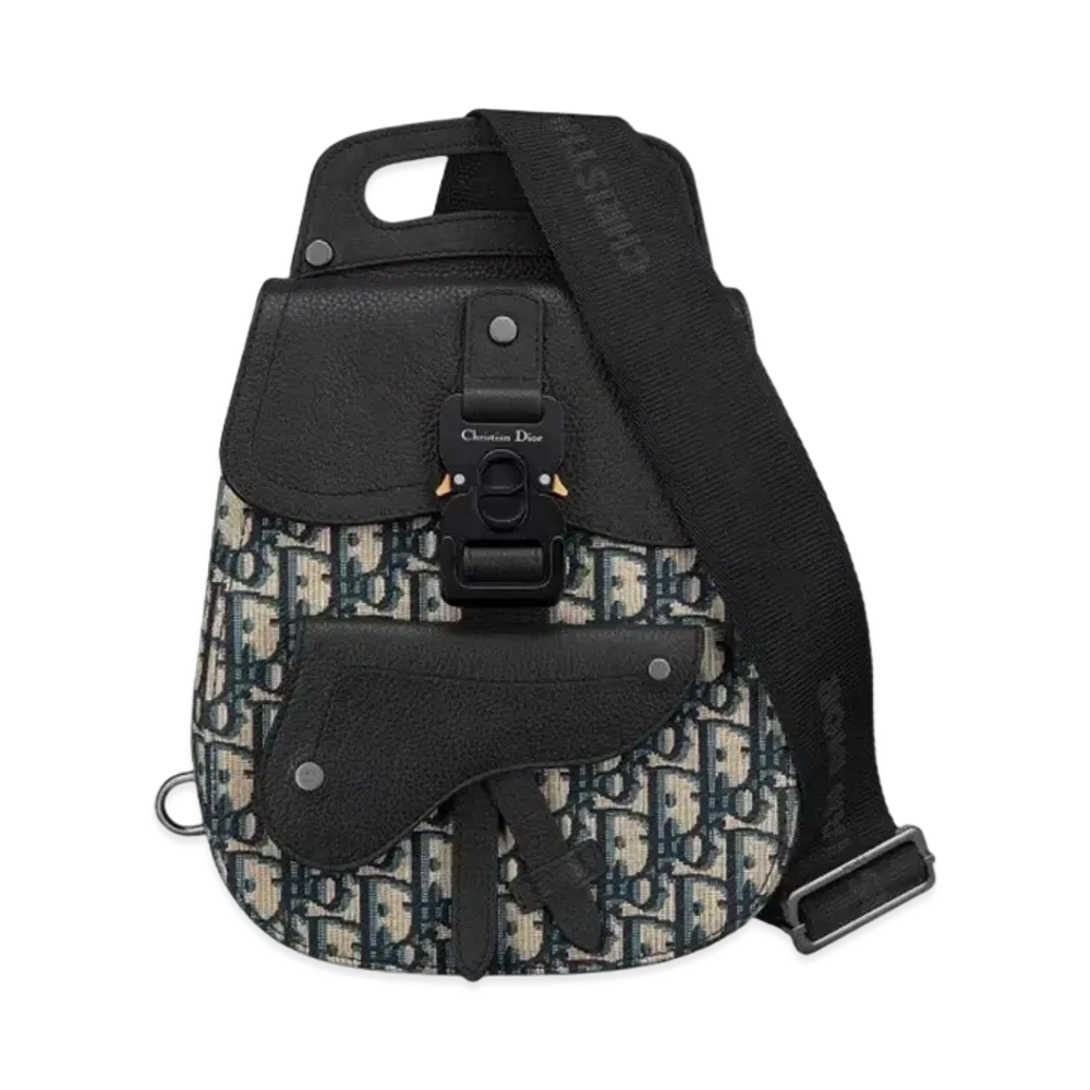 Dior Mini Gallop Sling Bag Dior Oblique Jacquard Grained Calfskin "Beige/Black"