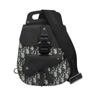 Dior Mini Gallop Sling Bag Dior Oblique Jacquard Grained Calfskin "Beige/Black"