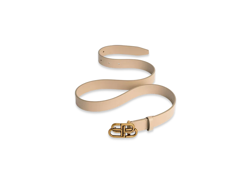 BALENCIAGA BB Slim Belt "Cream"