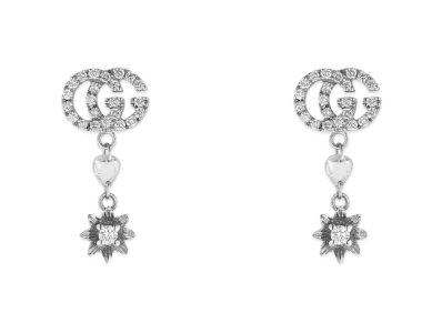 GUCCI Diamond Flower & Double G Earrings
