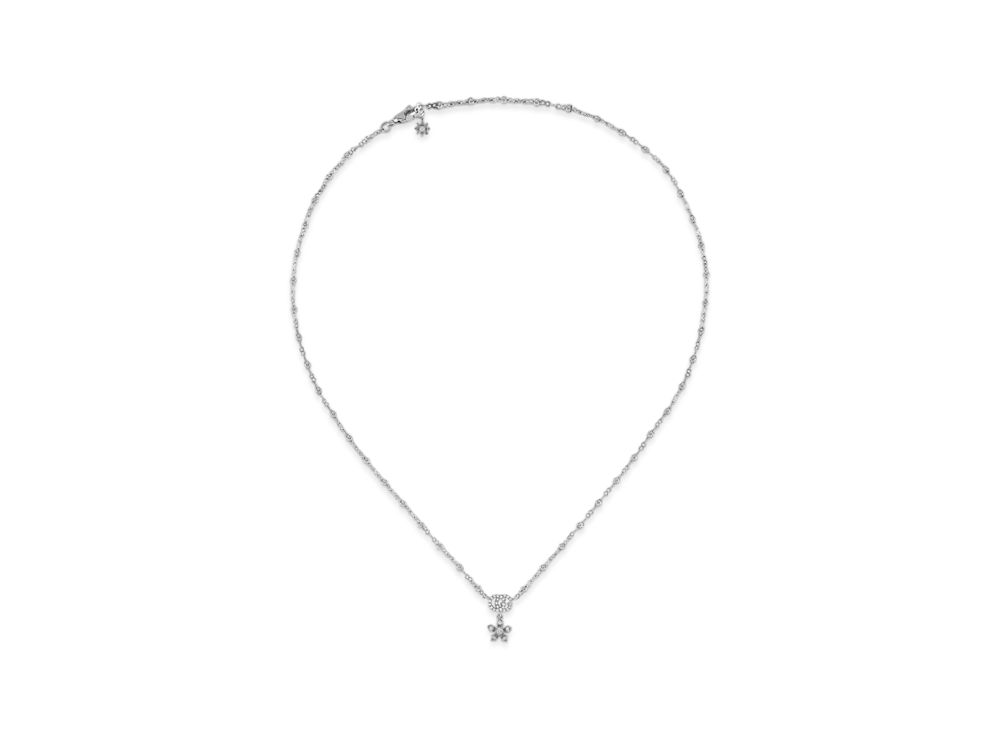 GUCCI Floral Shape 18K White Gold Diamond Necklace "White Gold"