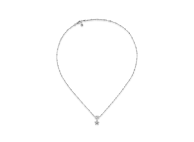 GUCCI Floral Shape 18K White Gold Diamond Necklace "White Gold"