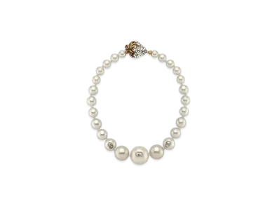 GUCCI Strawberry Pearl Necklace "White Gold"