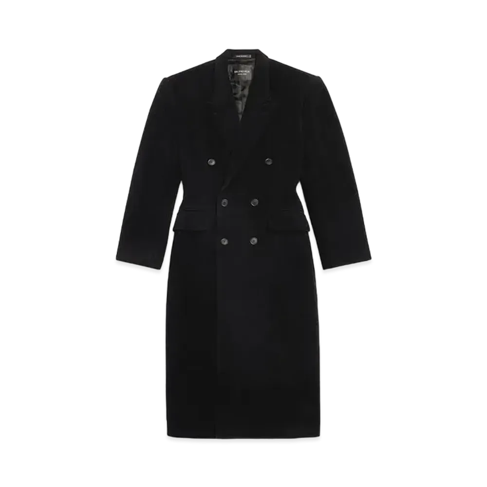 BALENCIAGA Women's Cinched Coat Cashmere "Black"