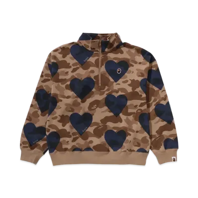 A BATHING APE I Love Bape Half Zip Sweatshirt "Brown"