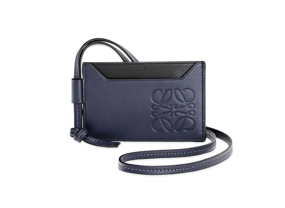 LOEWE Plain Cardholder Necklace In Classic Calfskin "Midnight Blue"