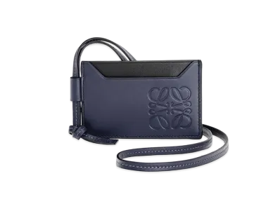 LOEWE Plain Cardholder Necklace In Classic Calfskin "Midnight Blue"