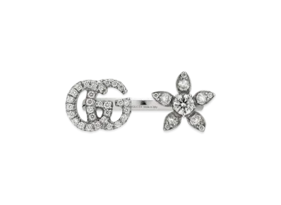 GUCCI Diamond Flower and Double G Ring