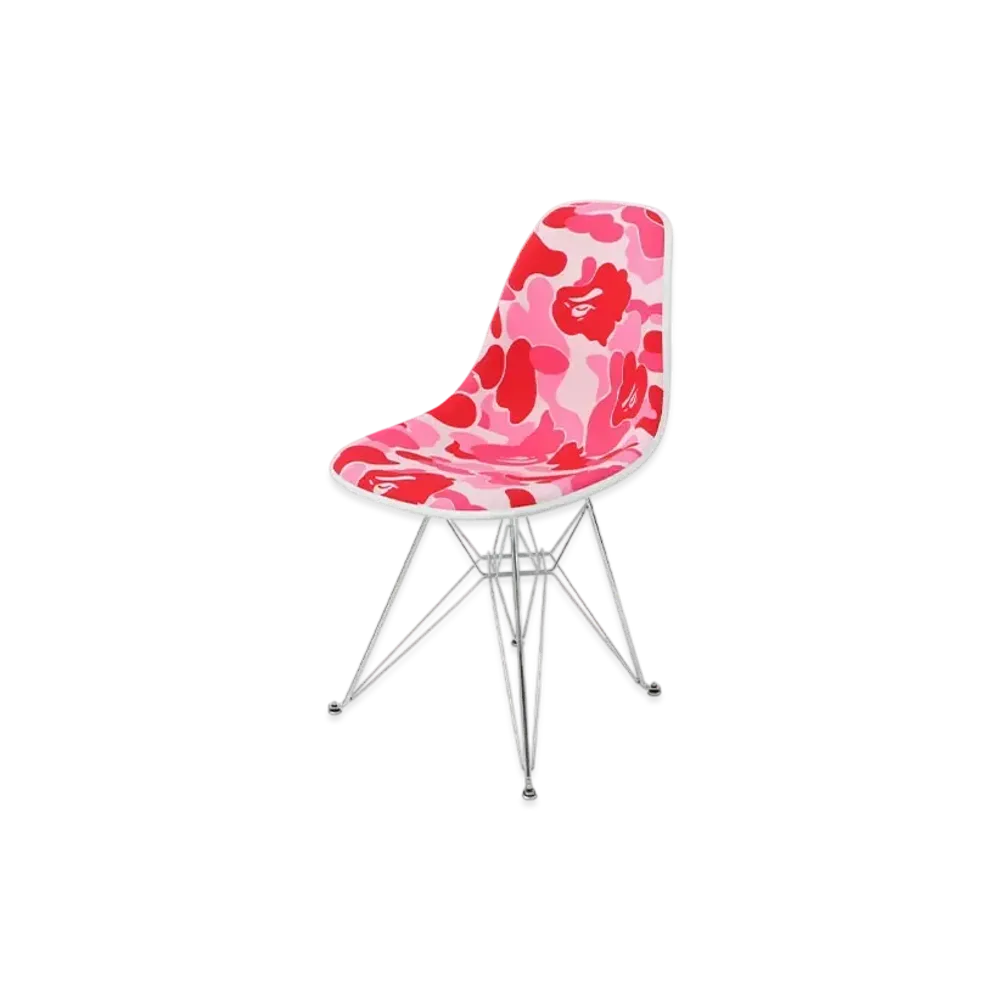 A BATHING APE x Modernica ABC Camo Upholstered Side Shell Eiffel "Pink"