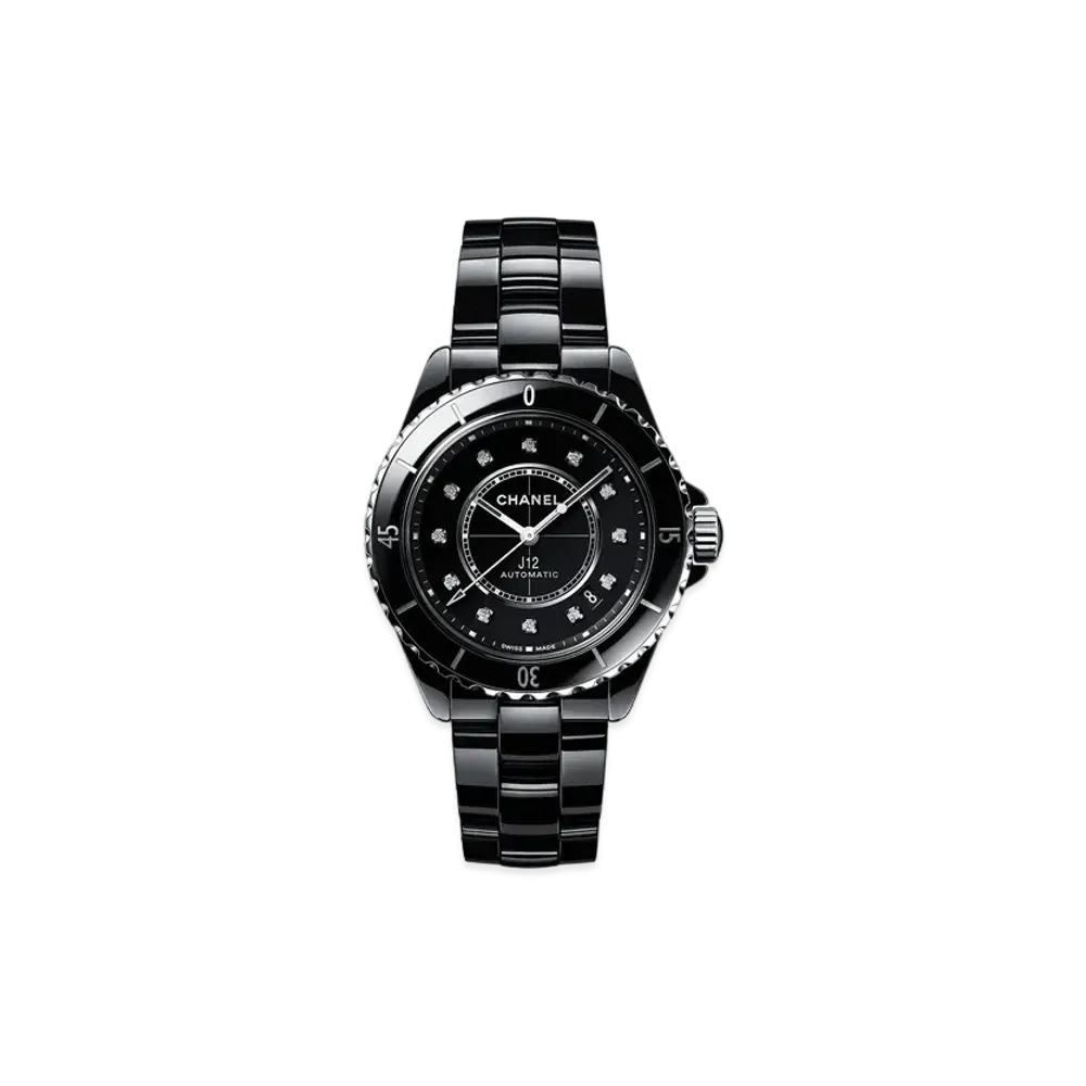 CHANEL J12 Watch Caliber 12.1 38mm Diamond Ceramic Stainless Steel "Black"