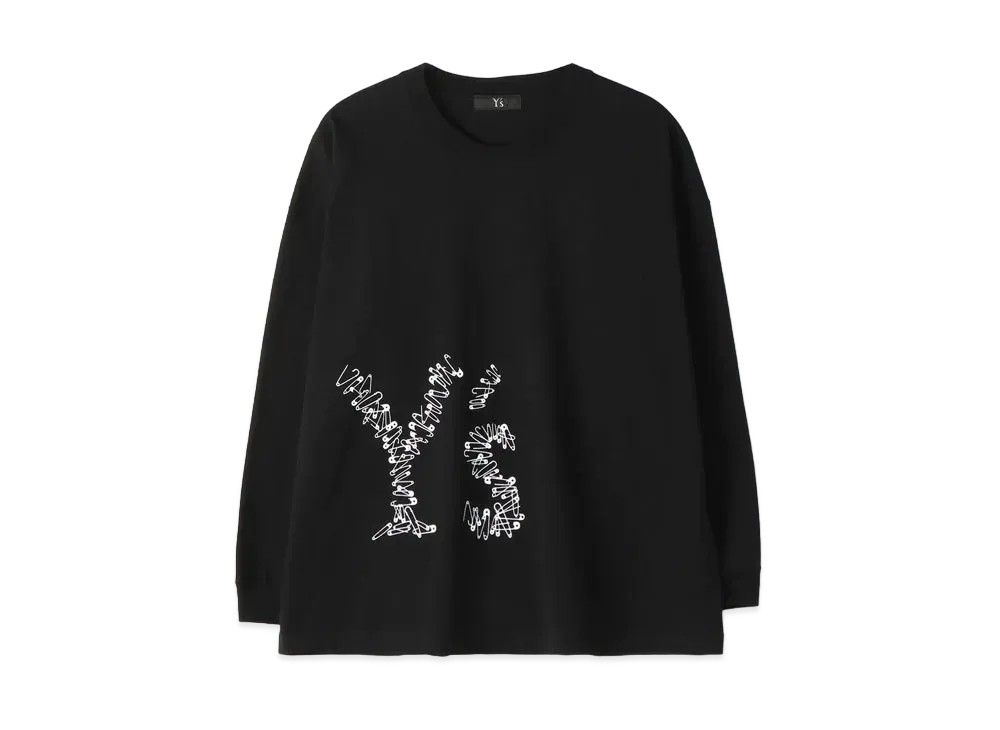 Yohji Yamamoto Y's -ONLINE EXCLUSIVE- Y's PIN LONG T-SHIRT "Black"