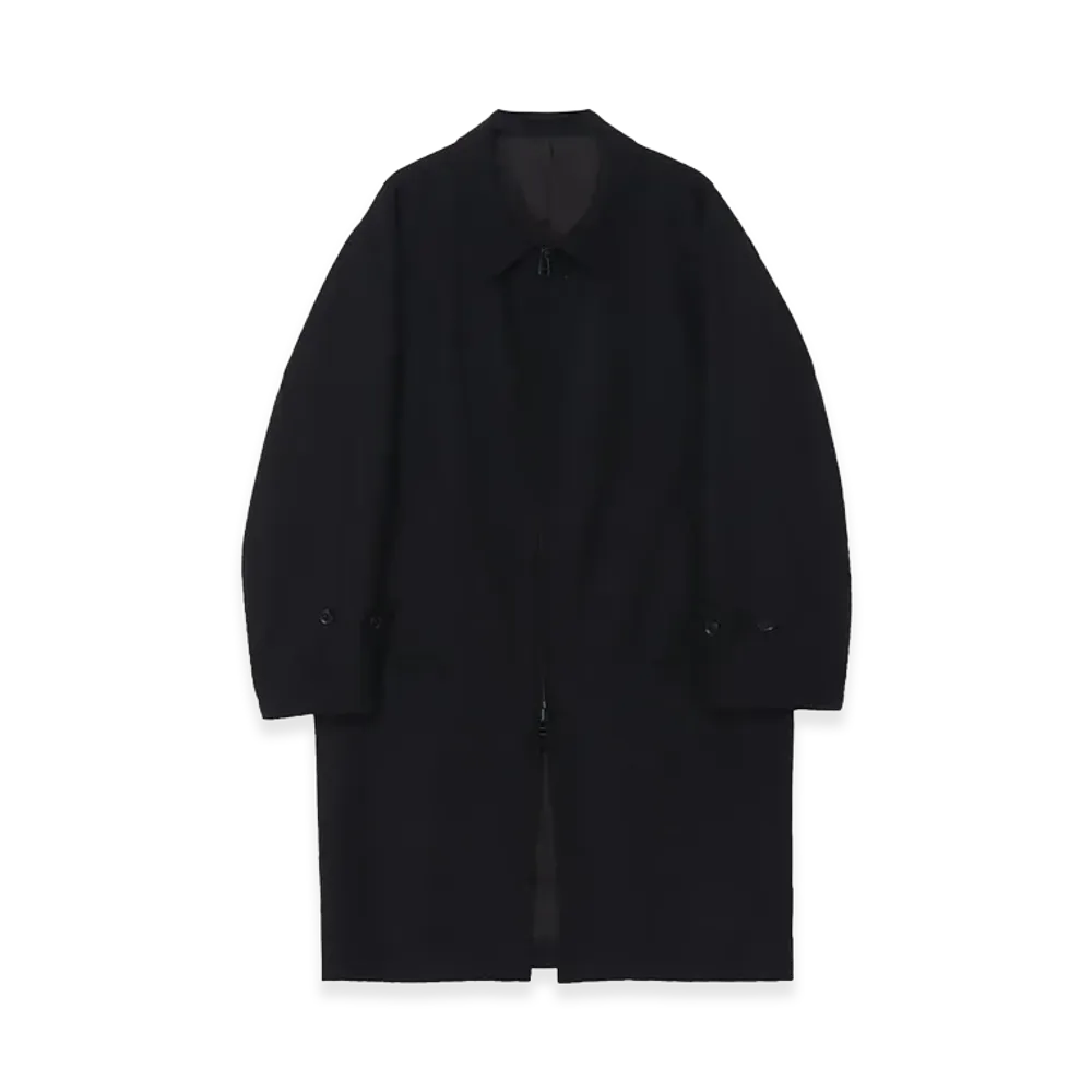 WILDSIDE YOHJI YAMAMOTO Wool Homespun Soutien Collar Zipper Coat "Black"
