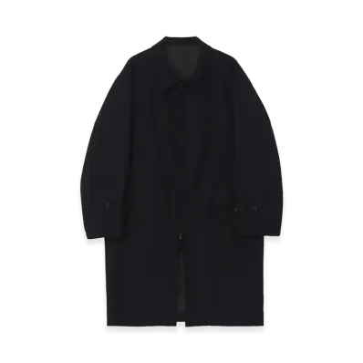 WILDSIDE YOHJI YAMAMOTO Wool Homespun Soutien Collar Zipper Coat "Black"