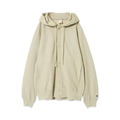 Champion x N.HOOLYWOOD Snap Hoodie Sweatshirt "Beige"