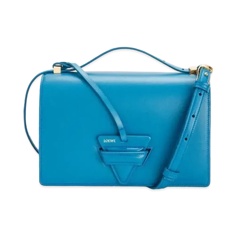 LOEWE Barcelona Bag In Silk Calfskin "Lagoon Blue"