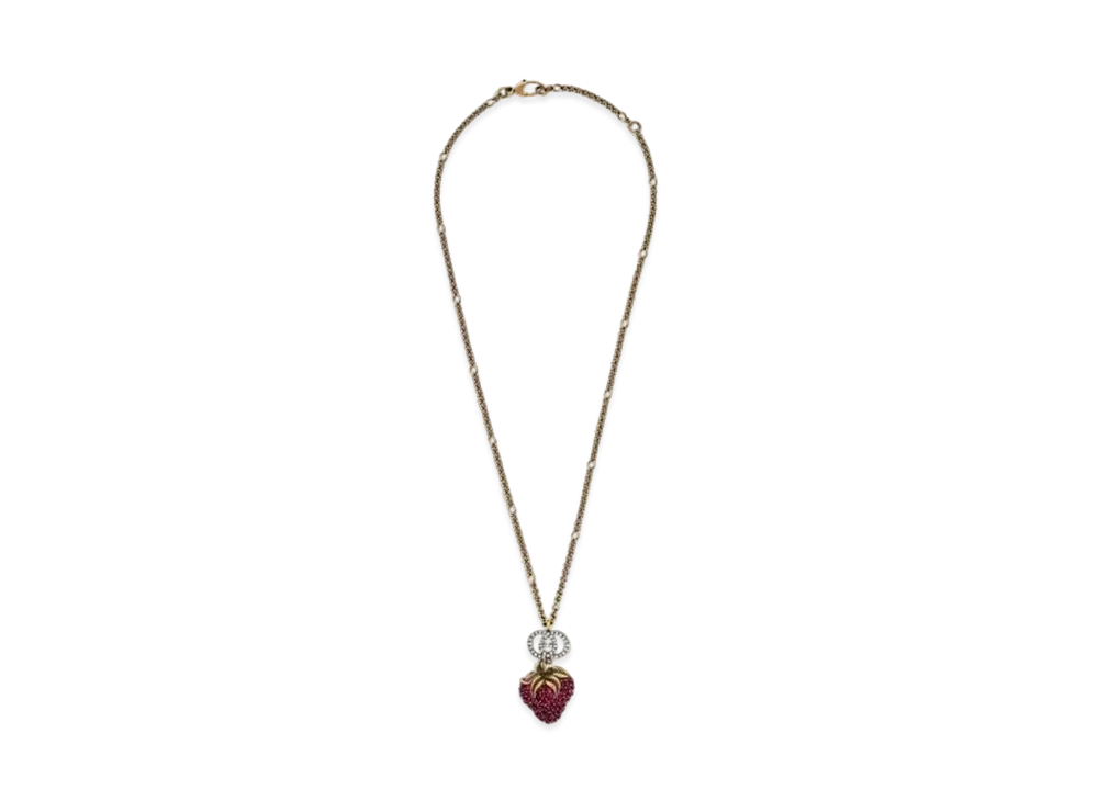 GUCCI Strawberry Pendant Necklace "Gold"