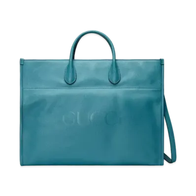 GUCCI Large Tote With Gucci Logo "Blue"