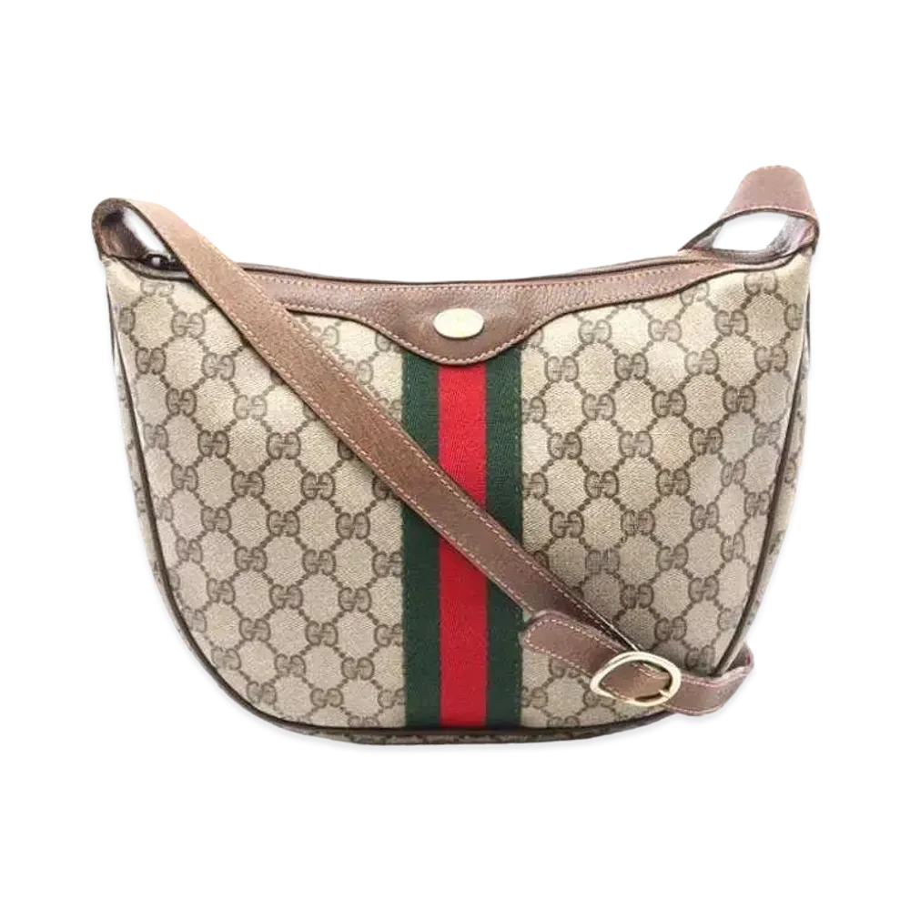 GUCCI GG Plus Sherry Line Half Moon Shoulder Bag "Beige"