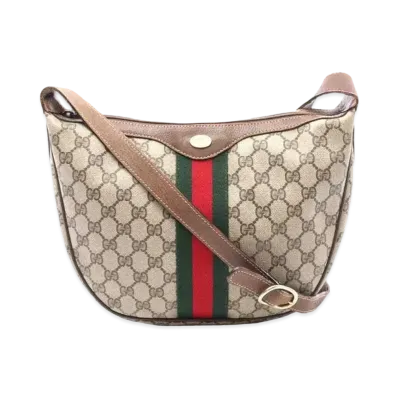 GUCCI GG Plus Sherry Line Half Moon Shoulder Bag "Beige"