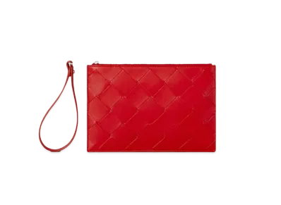 Bottega Veneta The Pouch Clutch Bag "Bright Red"
