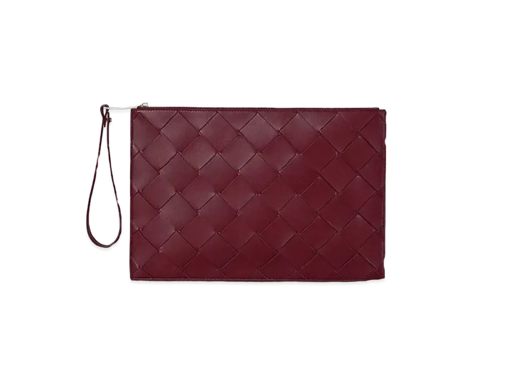Bottega Veneta Maxi Intrecciato Large Pouch "Bordeaux"