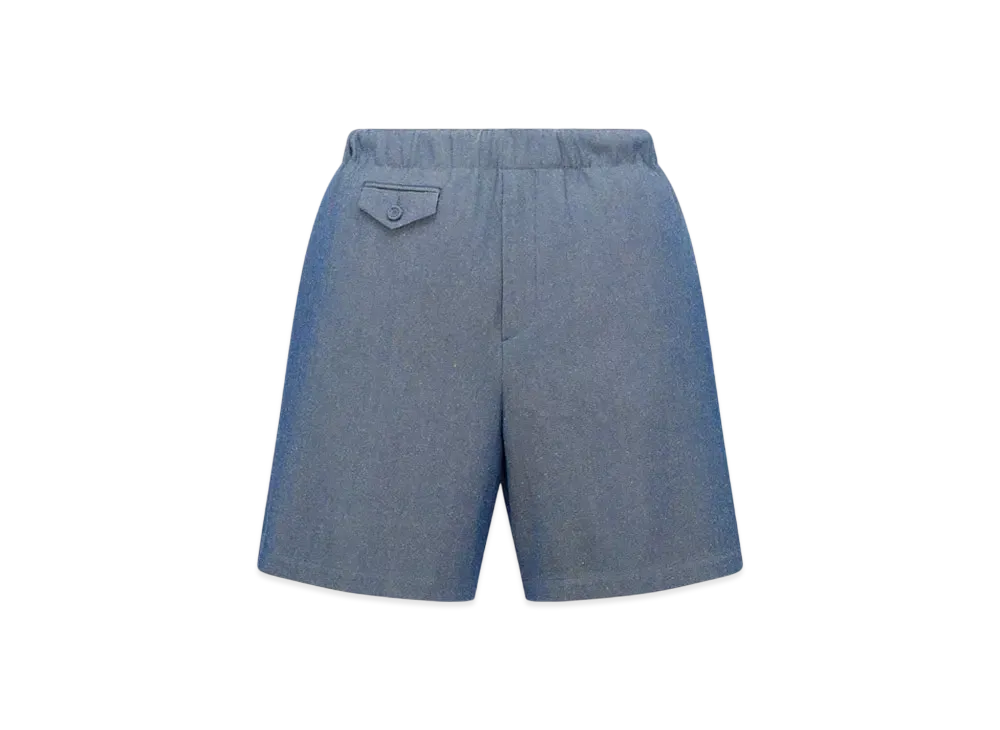 Dior Men's Bermuda Shorts with Elastic Waist Virgin Wool and Silk Twill "Blue"