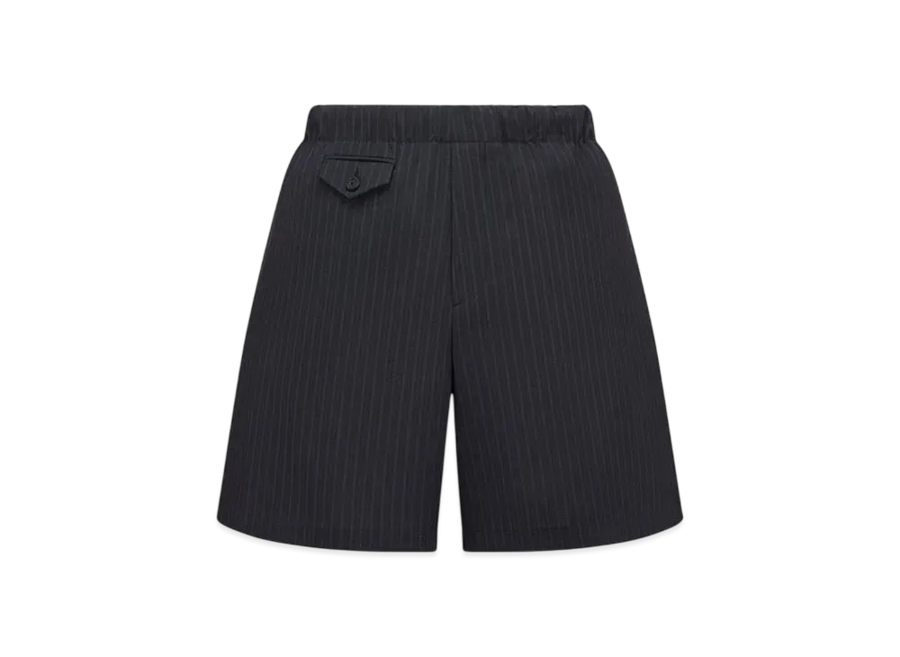 Dior Men's Bermuda Shorts with Elastic Waist Striped Wool "Black"