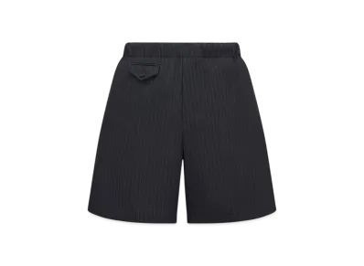 Dior Men's Bermuda Shorts with Elastic Waist Striped Wool "Black"