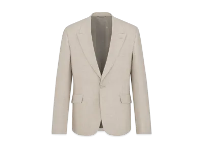 Dior Men's Jacket with Rounded Closure Virgin Wool and Linen "Beige"