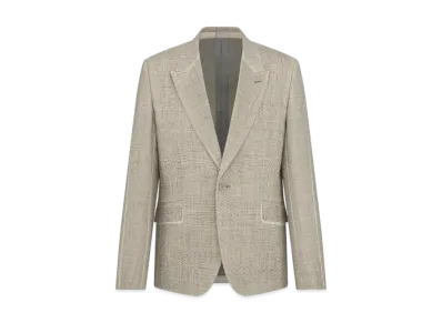 Dior Men's Jacket with Resist-Printed Lines Virgin Wool and Linen "Beige"
