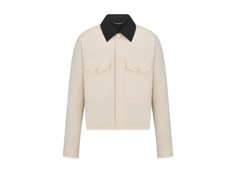Dior Men's Jacket with Contrasting Spread Collar Cotton "Beige"