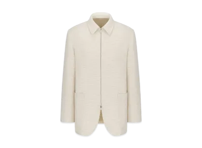 Dior Men's Zipped Jacket Virgin WoolSilk and Linen "White"