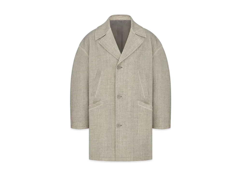 Dior Men's Coat Virgin Wool and Linen "Beige"