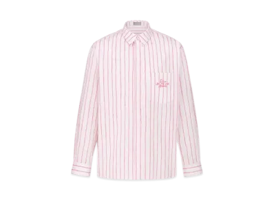 Dior Men's Dior and Hylton Nel Oversized Shirt Cotton Poplin with Stripes "White/Pink"