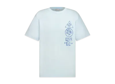 Dior Men's Dior and Hylton Nel T-Shirt Relaxed Fit Cotton Jersey "Blue"