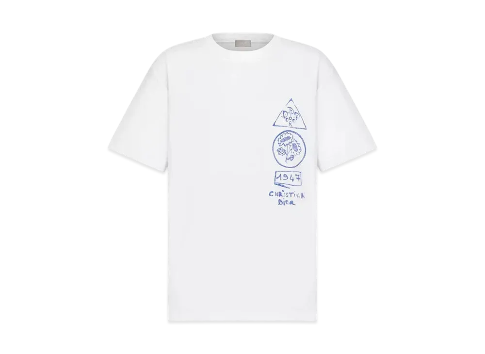 Dior Men's Dior and Hylton Nel T-Shirt, Relaxed Fit Cotton Jersey "White"
