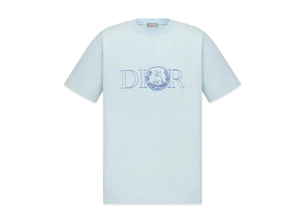 Dior Men's Dior and Hylton Nel T-Shirt Relaxed Fit Cotton Jersey "Blue"