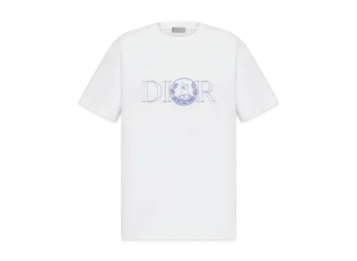 Dior Men's Dior and Hylton Nel T-Shirt Relaxed Fit Cotton Jersey "White"