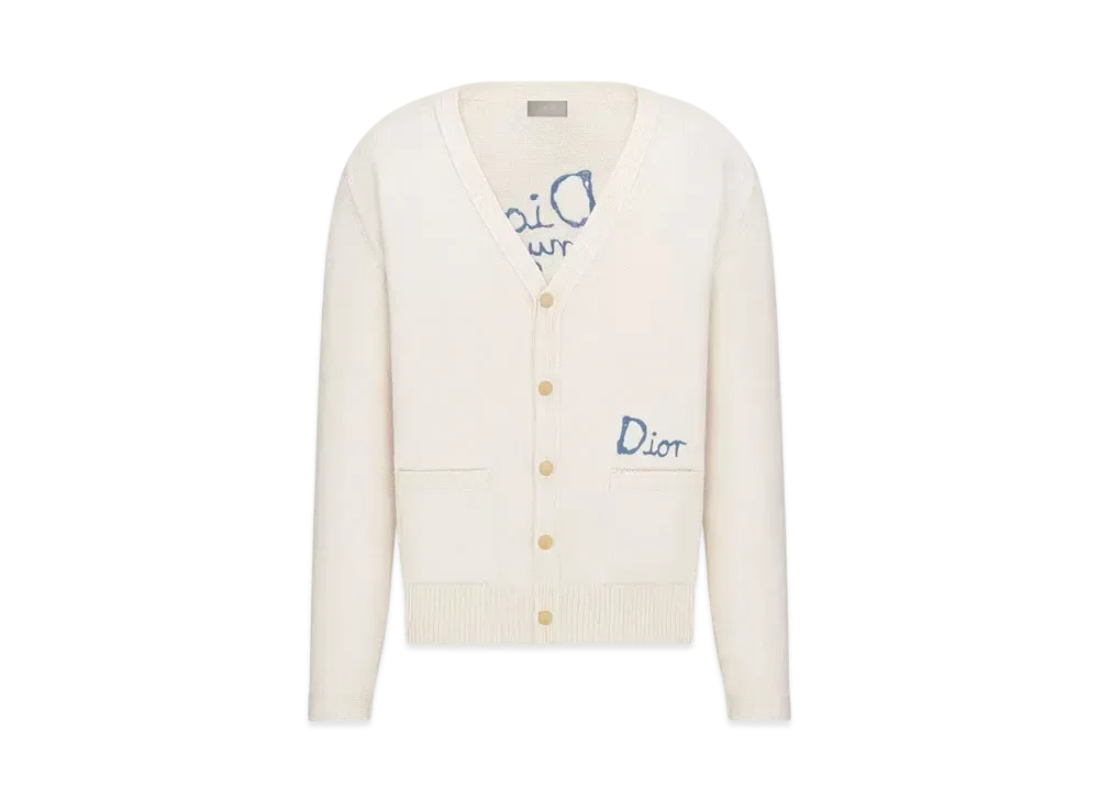 Dior Men's Dior and Hylton Nel Cardigan Cotton-Blend Jersey "White"