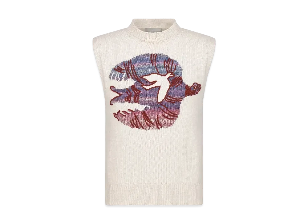 Dior Men's Dior and Hylton Nel Sweater Vest Cotton-Blend Intarsia "White"