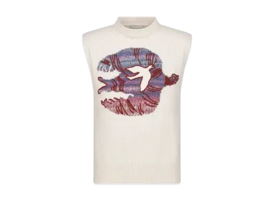 Dior Men's Dior and Hylton Nel Sweater Vest Cotton-Blend Intarsia "White"