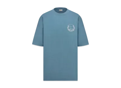 Dior Men's Dior and Hylton Nel Knit T-Shirt Cotton and Silk Jersey "Blue"